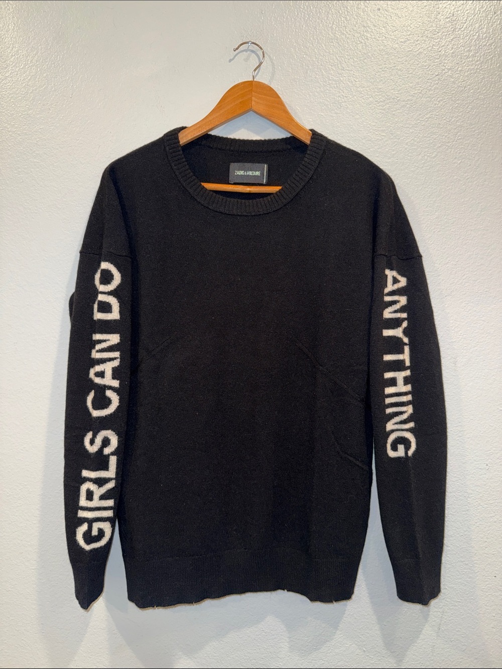Zadig & Voltaire Crewneck Sweater - "Girls Can Do Anything" size medium